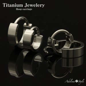 [Adelina Style] チタン フープピアス 幅4.0mm 人気 つけっぱなし G23純チタン ラインストーン AAAAA ジルコニア 16G 1ペア メンズ レディース 金属アレルギー対応