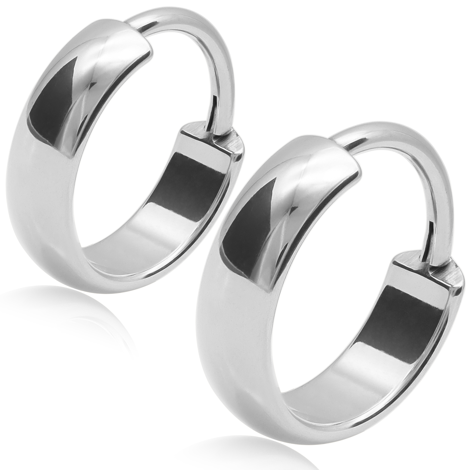 球面 幅3.5mm チタンピアス 人気 フープピアス つけっぱなし 純チタン 1ペア メンズ レディース 金属アレルギー対応 - シルバー, ポスト径1.2mm/16G 内径8mm