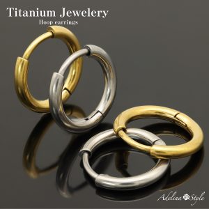 [Adelina Style] 純チタン ピアス 幅2mm 人気 フープピアス つけっぱなし チタンピアス 18G ジルコニア 1ペア メンズ レディース 金属アレルギー対応