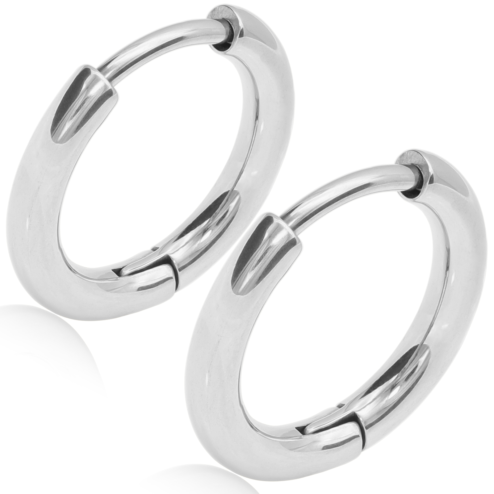 純チタン ピアス 幅2mm 人気 フープピアス つけっぱなし チタンピアス 18G ジルコニア 1ペア メンズ レディース 金属アレルギー対応 - シルバー, 内径10mm