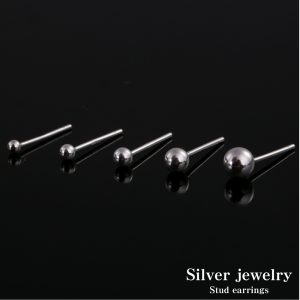 [Adelina Style] S999 シルバー ボールピアス 丸玉 純銀 銀玉 スタッドピアス つけっぱなし 2個入 シンプル メンズ レディース 男女 金属アレルギー対応