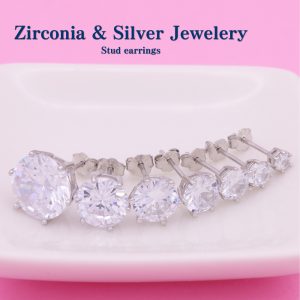 [Adelina Style] シルバー ピアス レディース 人気 1ペア ラウンドジュエル キュービックジルコニア クリスタル 金属アレルギー対応 S925 6爪 スタッドピアス シンプル メンズ セカンドピアス