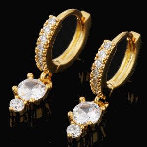 [Adelina Style] ピアス レディース 人気 フープピアス 1ペア 小さめ ゆれる ダングルピアス キュービックジルコニア サージカルステンレス 金属アレルギー対応 全長20mm (タイプE)