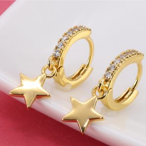 [Adelina Style] ピアス レディース 人気 フープピアス 1ペア 小さめ ゆれる ダングルピアス キュービックジルコニア サージカルステンレス 金属アレルギー対応 金メッキ 全長20mm (タイプH)