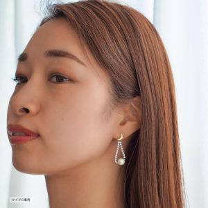 [Adelina Style] ピアス レディース 人気 ラインストーン 揺れる 真珠 パールピアス 1ペア スタッドピアス キュービックジルコニア S925 純銀製 金属アレルギー対応 (タイプB)