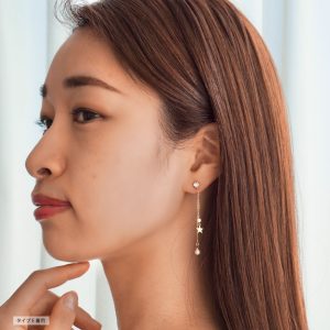 [Adelina Style] ピアス レディース 人気 ラインストーン 揺れる 真珠 パールピアス 1ペア スタッドピアス キュービックジルコニア S925 純銀製 金属アレルギー対応 (タイプE)