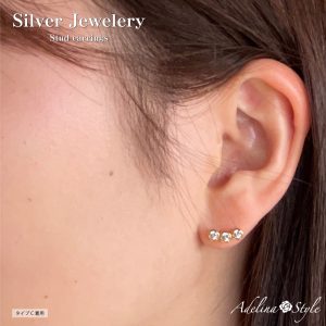 [Adelina Style] ピアス レディース 人気 1ペア 18KGP スタッドピアス S925 シルバーピアス キュービックジルコニア 金属アレルギー対応 (タイプC/5×12mm)