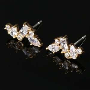 [Adelina Style] ピアス レディース 人気 1ペア 18KGP スタッドピアス S925 シルバーピアス キュービックジルコニア 金属アレルギー対応 (タイプE/9×16mm)