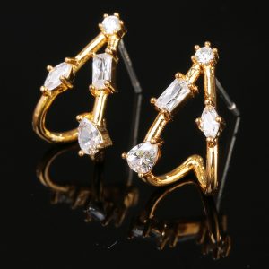 [Adelina Style] ピアス レディース 人気 1ペア 18KGP スタッドピアス S925 シルバーピアス キュービックジルコニア 金属アレルギー対応 (タイプF/11×16mm)