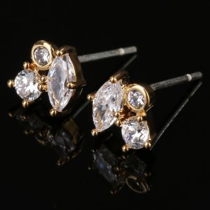 [Adelina Style] ピアス レディース 人気 1ペア 18KGP スタッドピアス S925 シルバーピアス キュービックジルコニア 金属アレルギー対応 (タイプH/7×8mm)