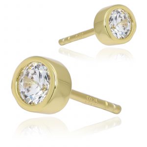 [Adelina Style] ピアス レディース 人気 1ペア 18KGP スタッドピアス S925 シルバーピアス キュービックジルコニア 金属アレルギー対応 (タイプK/丸 ゴールド)