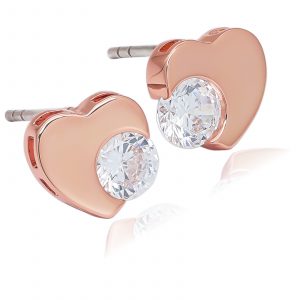 [Adelina Style] ジルコニア スタッド ピアス 低刺激性 レディース S925純銀製 両耳用 (タイプN/ハート ピンクゴールド)