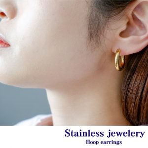 [Adelina Style] フープピアス 人気 幅4mm 太めピアス 18G リング ピアス つけっぱなし ペア メンズ レディース 男女 サージカルステンレス 金属アレルギー対応