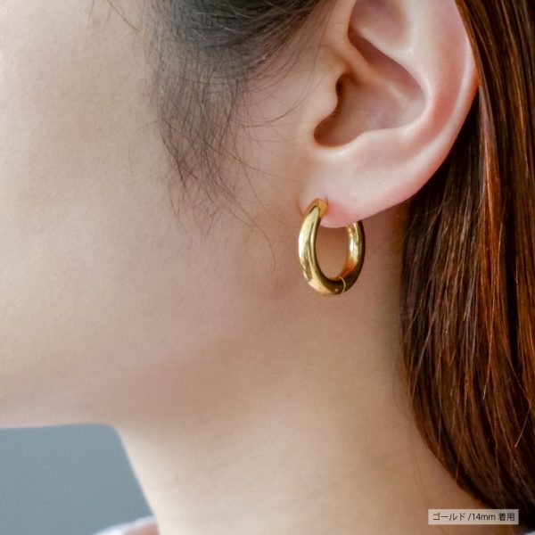 [Adelina Style] フープピアス 人気 幅4mm 太めピアス 18G リング ピアス つけっぱなし ペア メンズ レディース 男女 サージカルステンレス 金属アレルギー対応 - 画像 (2)