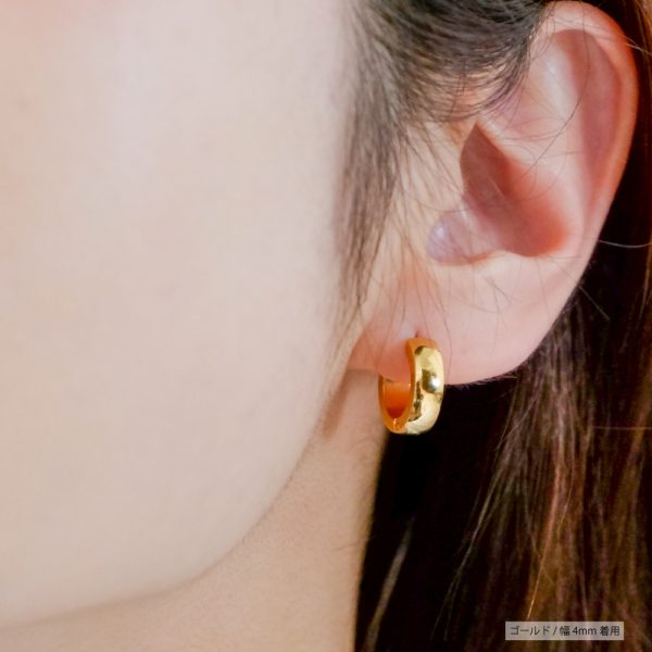 [Adelina Style] フープピアス 球面 幅3/4/5mm 人気 つけっぱなし リング ピアス ペア メンズ レディース 男女兼用 サージカルステンレス 金属アレルギー対応 - 画像 (2)