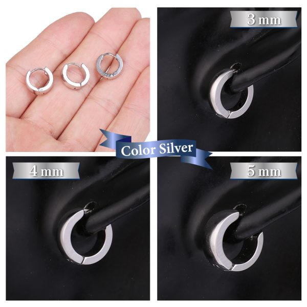 [Adelina Style] フープピアス 球面 幅3/4/5mm 人気 つけっぱなし リング ピアス ペア メンズ レディース 男女兼用 サージカルステンレス 金属アレルギー対応 - 画像 (9)
