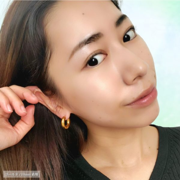 [Adelina Style] フープピアス 人気 幅5mm 太めピアス つけっぱなし 18G 1ペア メンズ レディース リング ピアス サージカルステンレス 金属アレルギー対応 男女 両耳 (ステンレス ブラック 内径14mm) - 画像 (3)