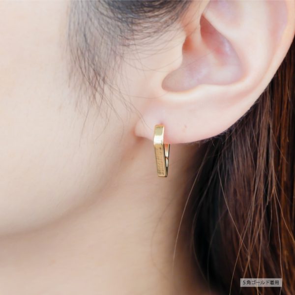 [Adelina Style] フープピアス 人気 幅3mm 6角 多角形 つけっぱなし 1ペア リング ピアス メンズ レディース 男女兼用 サージカルステンレス 金属アレルギー対応 - 画像 (3)