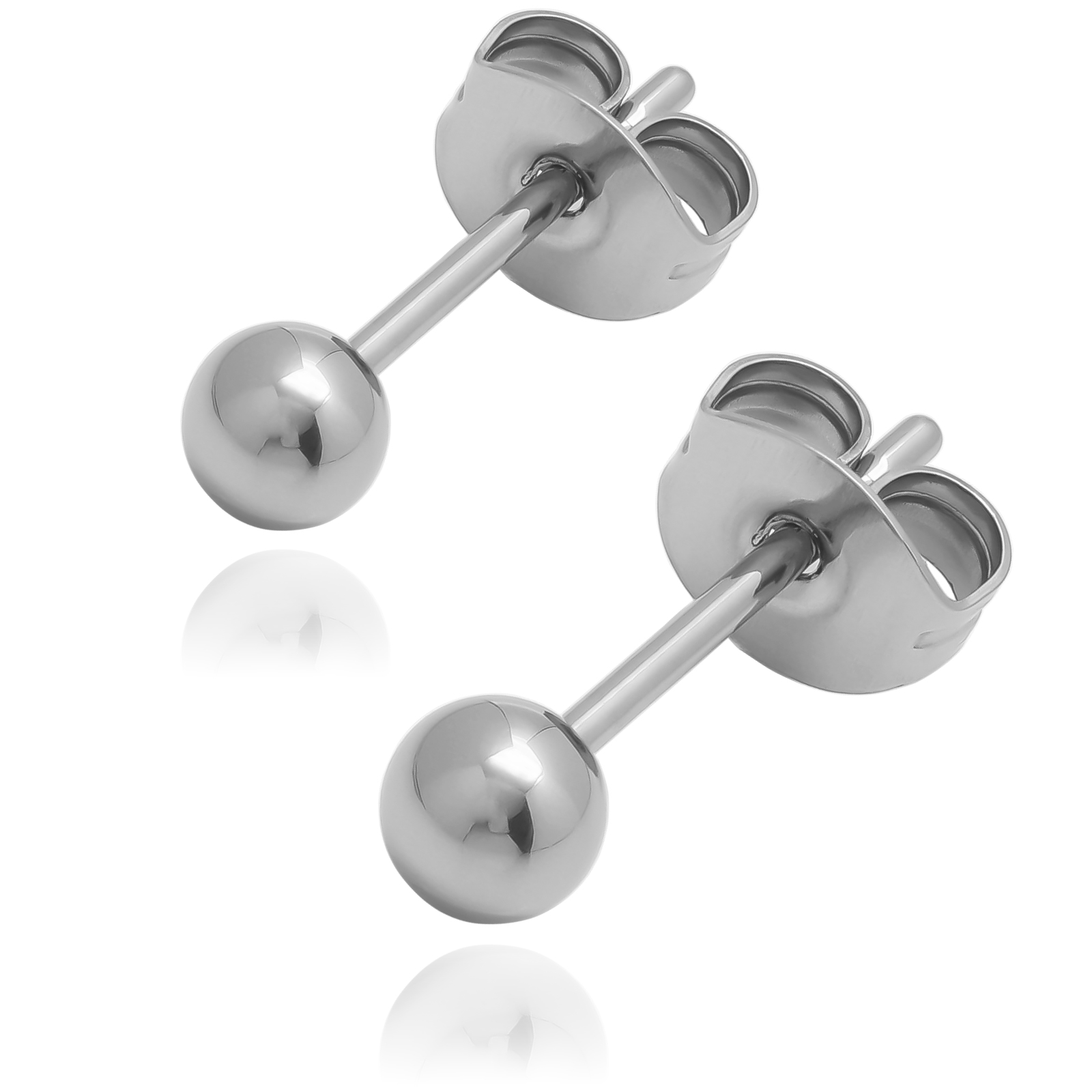 チタンピアス シルバーボール 丸玉ピアス つけっぱなし 1ペア シンプルデザイン メンズ レディース 男女兼用 金属アレルギー対応 - 幅3mm