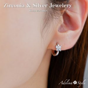 [Adelina Style] ピアス レディース 人気 つけっぱなし バタフライ 蝶々 フープピアス 1ペア リングピアス キュービックジルコニア S925 純銀製 金属アレルギー対応