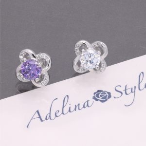 [Adelina Style] ピアス レディース 人気 シルバーピアス 1ペア 幸運の四つ葉 クローバー よつば 5Aキュービックジルコニア S925 純銀 金属アレルギー対応