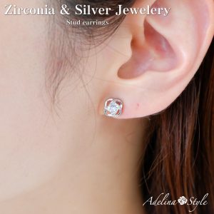 [Adelina Style] ピアス レディース 人気 シルバーピアス 1ペア 幸運の四つ葉 クローバー よつば キュービックジルコニア S925 純銀 金属アレルギー対応