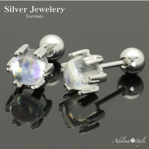 [Adelina Style] ピアス レディース 人気 シルバー 925 大人 ジルコニア スタッドピアス ネジキャッチ (typeC)