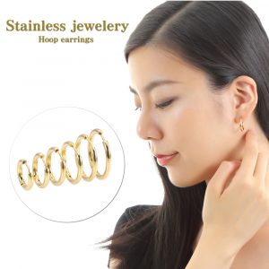 [Adelina Style] リングピアス フープピアス メンズ レディース 3サイズ3ペア 人気 幅2.5mm つけっぱなし 小さめ ピアス サージカルステンレス 金属アレルギー対応