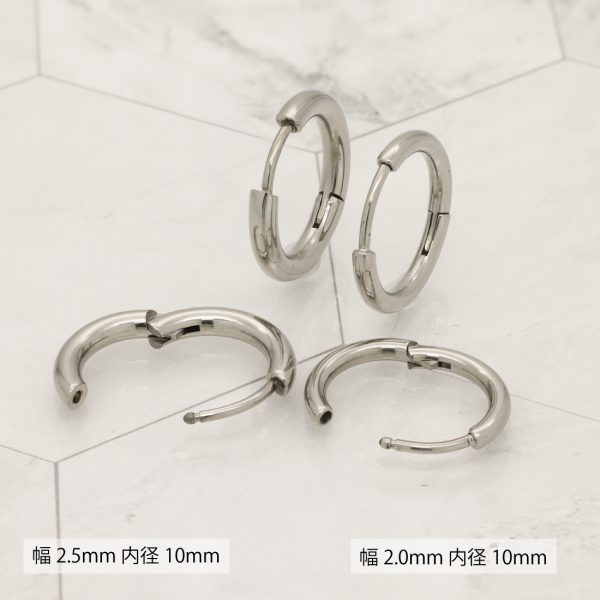 [Adelina Style] チタン フープピアス つけっぱなし 人気 リング ピアス ペア 18G メンズ レディース 男女兼用 金属アレルギー対応 - 画像 (8)