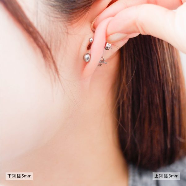 [Adelina Style] チタンピアス シルバーボール 丸玉ピアス つけっぱなし 1ペア シンプルデザイン メンズ レディース 男女兼用 金属アレルギー対応 - 画像 (3)