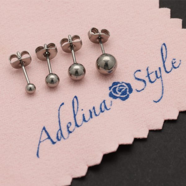 [Adelina Style] チタンピアス シルバーボール 丸玉ピアス つけっぱなし 1ペア シンプルデザイン メンズ レディース 男女兼用 金属アレルギー対応 - 画像 (8)
