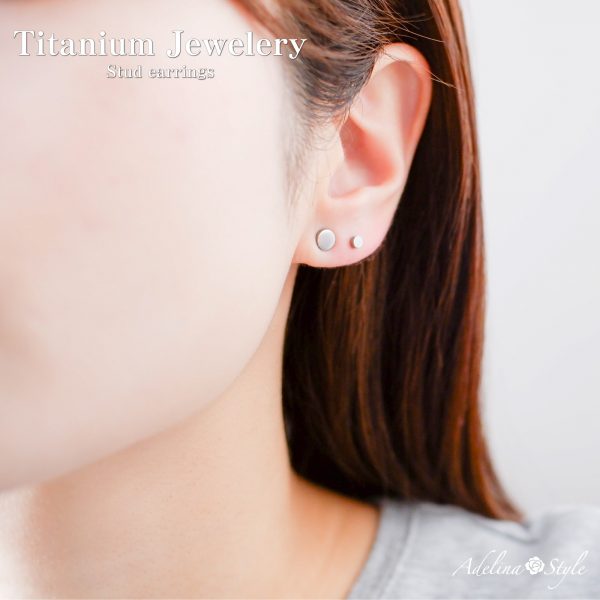 [Adelina Style] チタンピアス ダンベルピアス つけっぱなし 高耐久性 金属アレルギー対応 メンズ レディース 男女兼用 シンプルデザイン スタッド シルバーカラー 1ペア