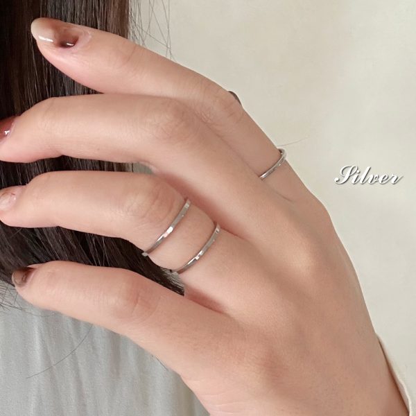[Adelina Style] リング 平打 幅1mm 指輪 リング サージカルステンレス 細身 レディース メンズ 細めリング ファッションリング 金属アレルギー対応 男女 - 画像 (2)