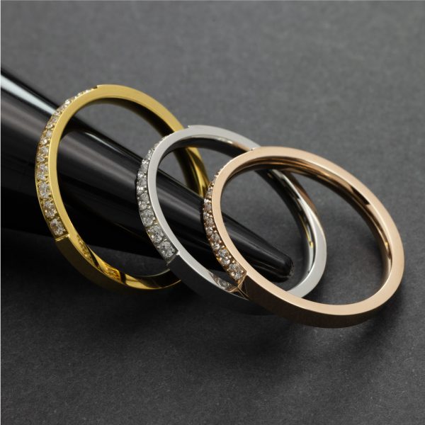 [Adelina Style] リング 平打 幅2.4mm 指輪 10粒 キュービックジルコニア ハーフエタニティ リング サージカルステンレス 細身 レディース メンズ 金属アレルギー対応 男女 プレゼント - 画像 (8)