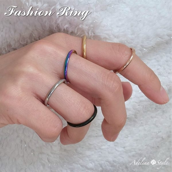 [Adelina Style] リング 甲丸 幅2mm 指輪 細目リング サージカルステンレス 細身 レディース メンズ 金属アレルギー対応 男女