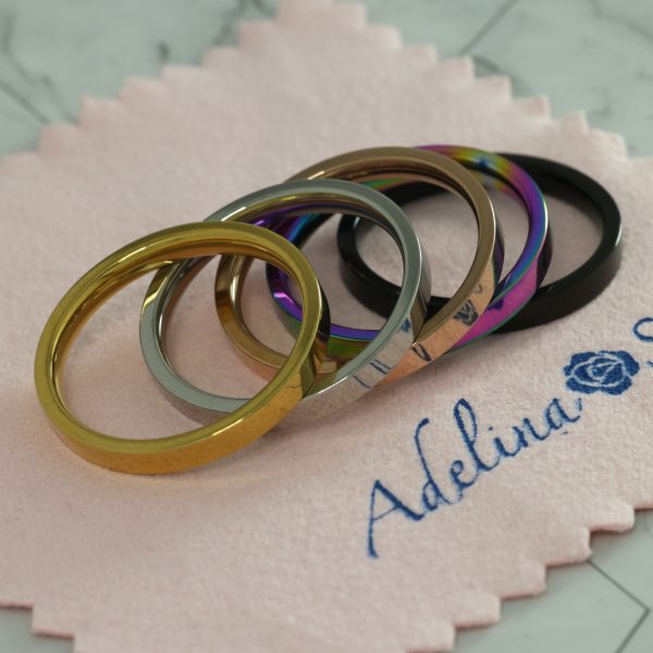 [Adelina Style] リング 指輪 平打 幅3mm 鏡面仕上げ 内甲丸 サージカルステンレス 細身 レディース メンズ 金属アレルギー対応 - 画像 (8)