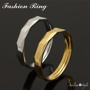 [Adelina Style] 指輪 リング メンズ レディース 人気 菱形 幅4mm サージカルステンレス 内甲丸 金属アレルギー対応(TypeB)
