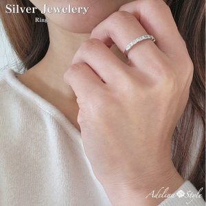 [Adelina Style] 指輪 リング レディース 人気 5Aキュービックジルコニア シルバーリング S925 純銀 フリーサイズ 調整可能 シンプル 金属アレルギー対応 (タイプG)