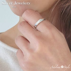 [Adelina Style] 指輪 リング レディース 人気 5Aキュービックジルコニア シルバーリング S925 純銀 フリーサイズ 調整可能 シンプル 金属アレルギー対応 (タイプH)