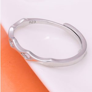 [Adelina Style] 指輪 リング レディース 人気 5Aキュービックジルコニア シルバーリング S925 純銀 フリーサイズ 調整可能 シンプル 金属アレルギー対応 (タイプI)